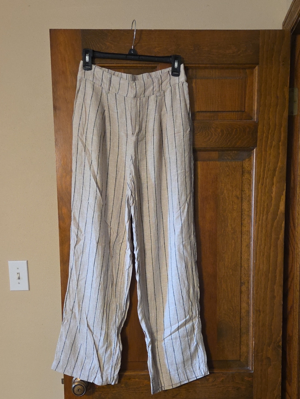 a new day Beige Wide-Leg Striped Pants